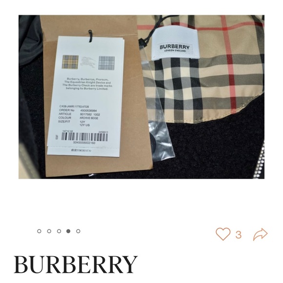 Burberry Kids Puffer 12 years old New Never worn